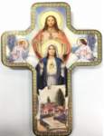 7" Wood Cross - Sacred Heart Of Jesus and Mary 7" Wood Cross - Sacred Heart Of Jesus and Mary